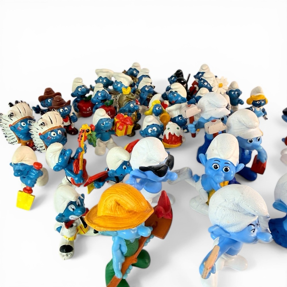 25+‎ Vintage 80s Smurfs Lot - Mixed Peyo Bully Schleich - 1970s 1980s Figures